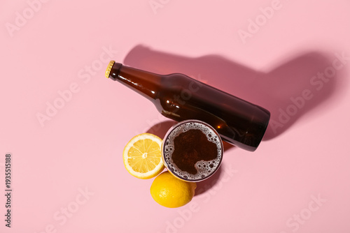 Bottle and glass of fresh b...