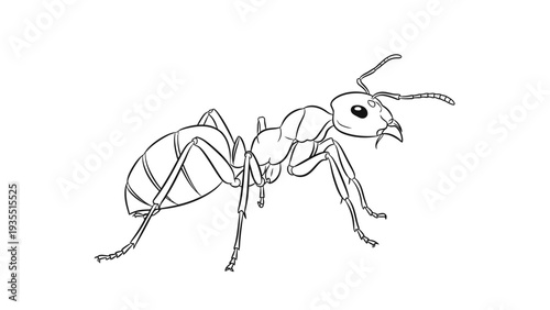 Line Art Insect Ant Illustration - Simple Drawing on White Background