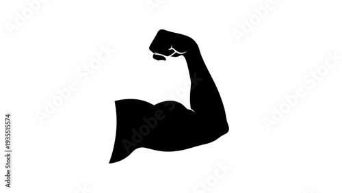 Black Silhouette Bicep Flexing Arm Muscle Strength