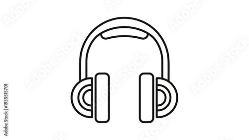 Line Art Icon of Headphones, Minimalist Music Symbol for Audio and Sound