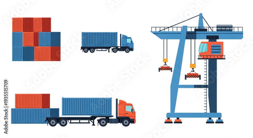 Shipping Containers and Cargo Crane.
