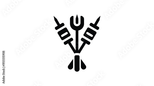 Grill skewer set icon for skewering and grilling food evenly over heat.