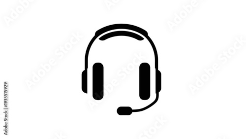 Modern Headset Icon with Microphone for Communication and Support