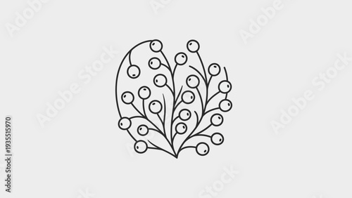 Minimalist Berry Branch Line Art Icon