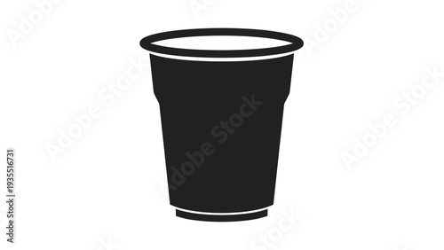 Black silhouette of a disposable plastic cup, isolated on white background