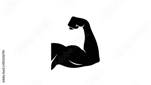 Silhouette of a flexed bicep muscle, isolated on white background