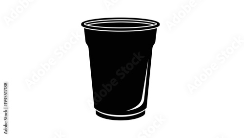 Black Plastic Cup Silhouette Vector Illustration