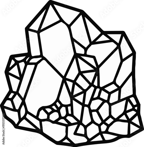 Abstract geometric outline of interconnected polygons and shapes