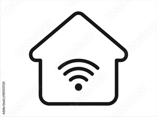 Wi fi home network icon with signal strength indicator