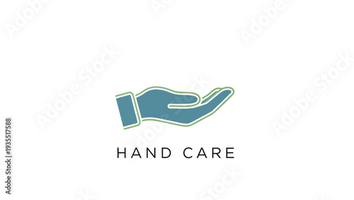 Open Hand Icon with Text "Hand Care" - Symbolizing Protection, Support, and Health