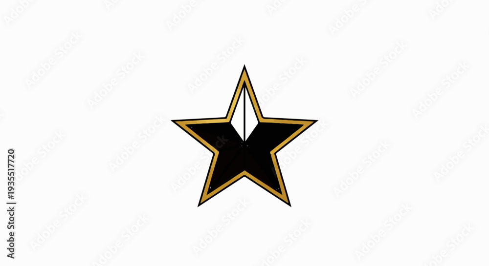 Fototapeta premium Black five-pointed star with gold outline and white inner shape