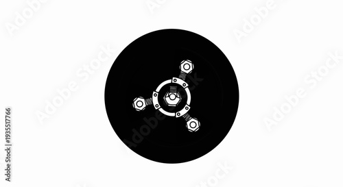 Abstract mechanical design with three arms and central bolt