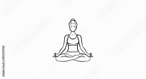 Line art of a person in lotus pose meditating with eyes closed