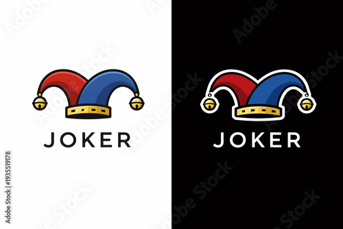 Joker logo variations on contrasting backgrounds