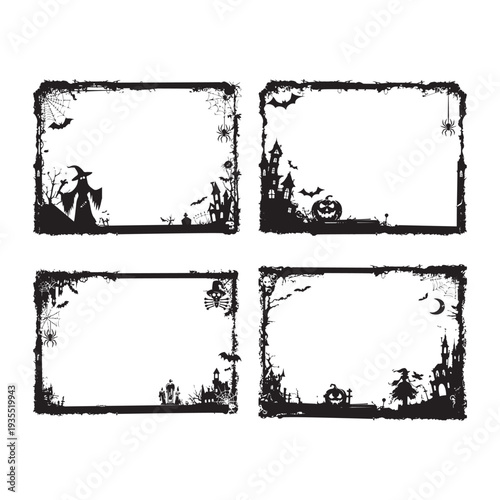Black Illustration frame art halloween decoration collection design