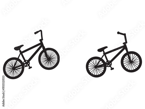 Black bicycle silhouettes side by side on white background  bmx bikes