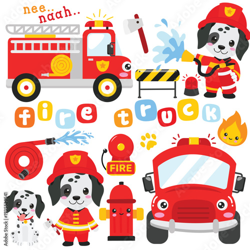 Fire Truck, Fire Engine, Firetruck, Fire, Flames,  Dalmations, Dogs, Firefighters, Boy Birthday