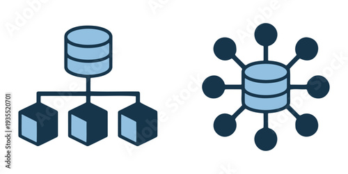 Database server network architecture icon vector illustration