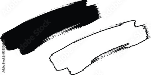 Black and white brush strokes on a plain background
