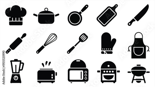  kitchen icons vector Set of 15 