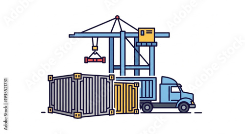 Shipping Containers Being Loaded onto Truck.