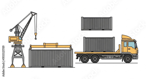Shipping Containers Being Loaded Truck.