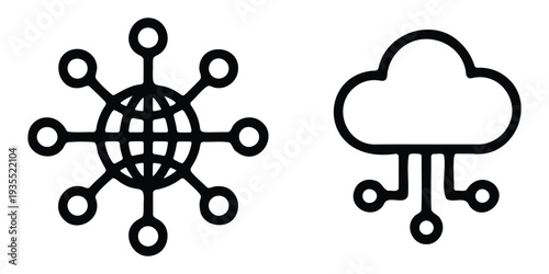 Global network and cloud computing icon vector illustration