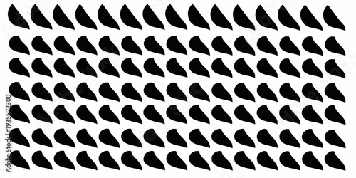 Repetitive pattern of black curved shapes against a white background
