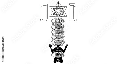 Spiritual Enlightenment: Sacred Geometry and a Kneeling Figure