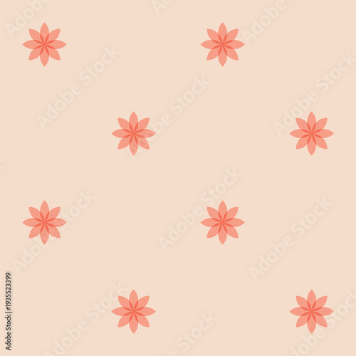 Small orange flowers with dark orange centres on a cream background