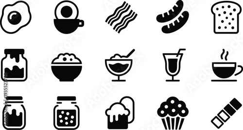 breakfast icons vector Set of 15 