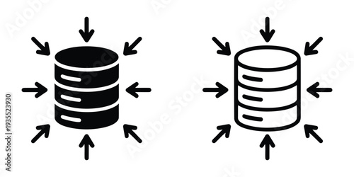 Data ingestion icons showing information flowing into central server