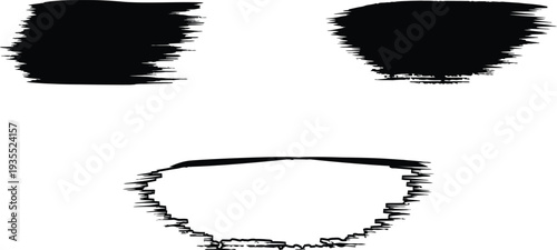 A minimalist smiley face made of black brushstrokes on a white background