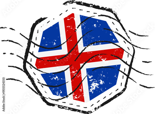 Iceland Flag Grunge Stamp