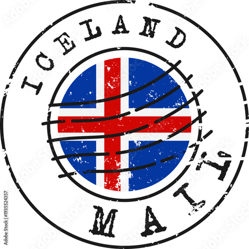 Iceland Flag Grunge Stamp