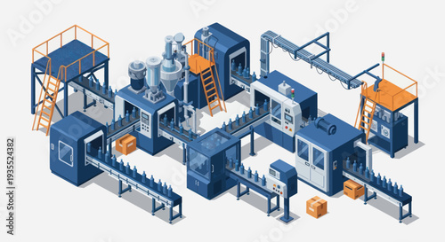 Automated Industrial Production Line Machinery Assembly.
