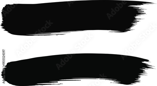 Two black brush strokes on a white background