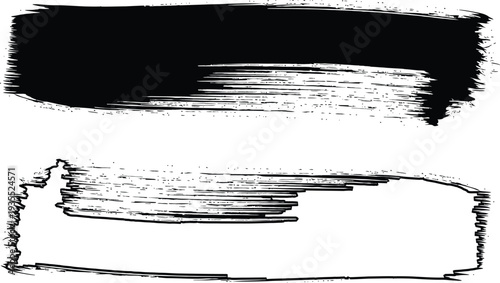 Abstract brush stroke art with black and white textures