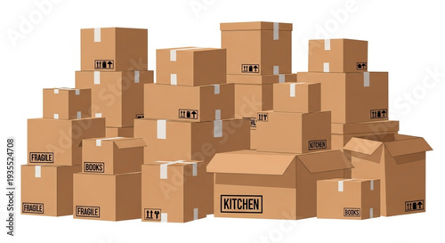 Stack of Brown Cardboard Boxes.