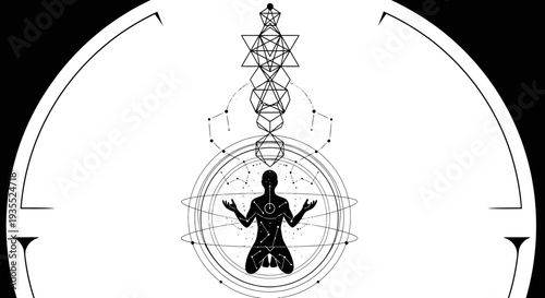 Spiritual Awakening Silhouette Meditating Sacred Geometry