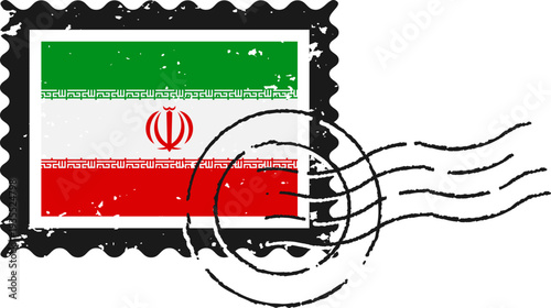 Iran Flag Grunge Postage Stamp
