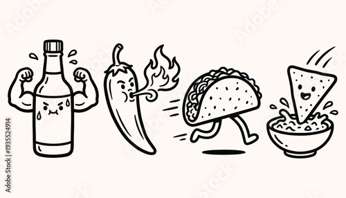 Spicy Food Doodle Set