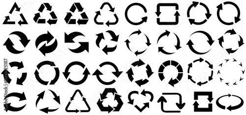 set collections Recycle and Refresh Arrow Symbols Set design vector illustration