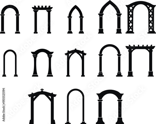 Black and white architectural arches and gateways architectural black silhouettes