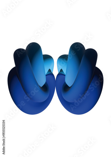 Abstract Blue Curvy 3D Shapes with Symmetrical Composition