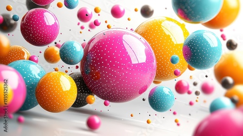 Colorful spheres floating, abstract background, design element