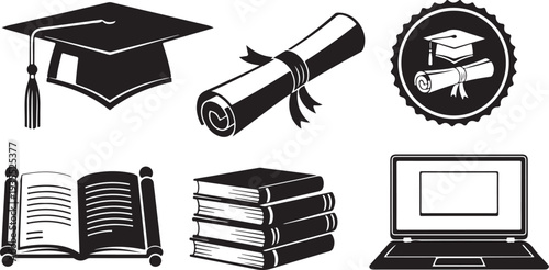 Education icons for learning and graduation success