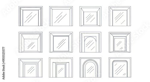 Collection of twelve different fireplace designs in a line drawing style.