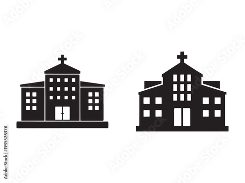 Church building icons  religious architecture silhouettes  christian places of worship