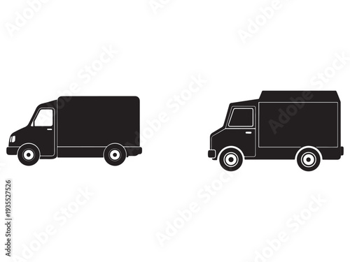 Delivery truck vehicles side view  cargo vans for logistics and transportation  fleet of box trucks